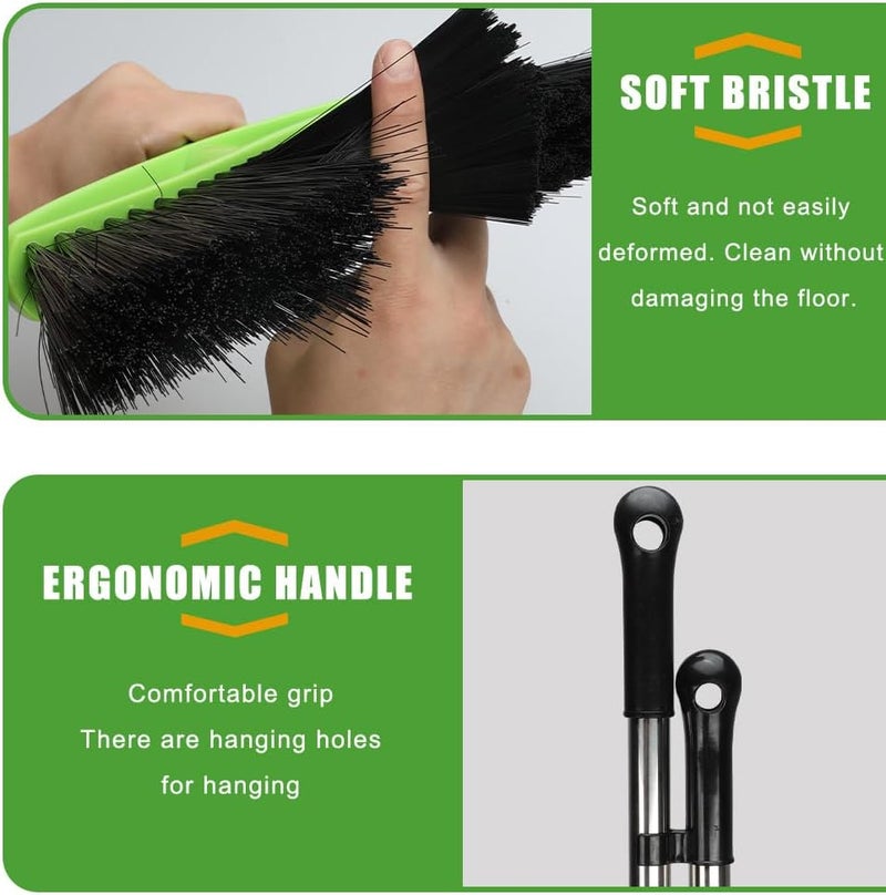 Dodifker Soft Bristles Green Angle Broom and Dustpan Set, Long Handle Household Indoor Broom with Dustpan Combo Set for Room Kitchen Lobby Office Hardwood Floor Sweeping Floor Cleaning - Image 3